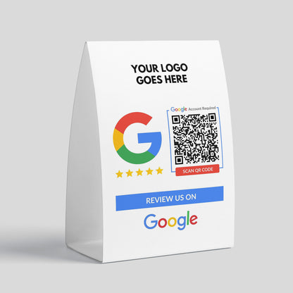 Table Tents QR Code Google Review Table Card - White Double Sided