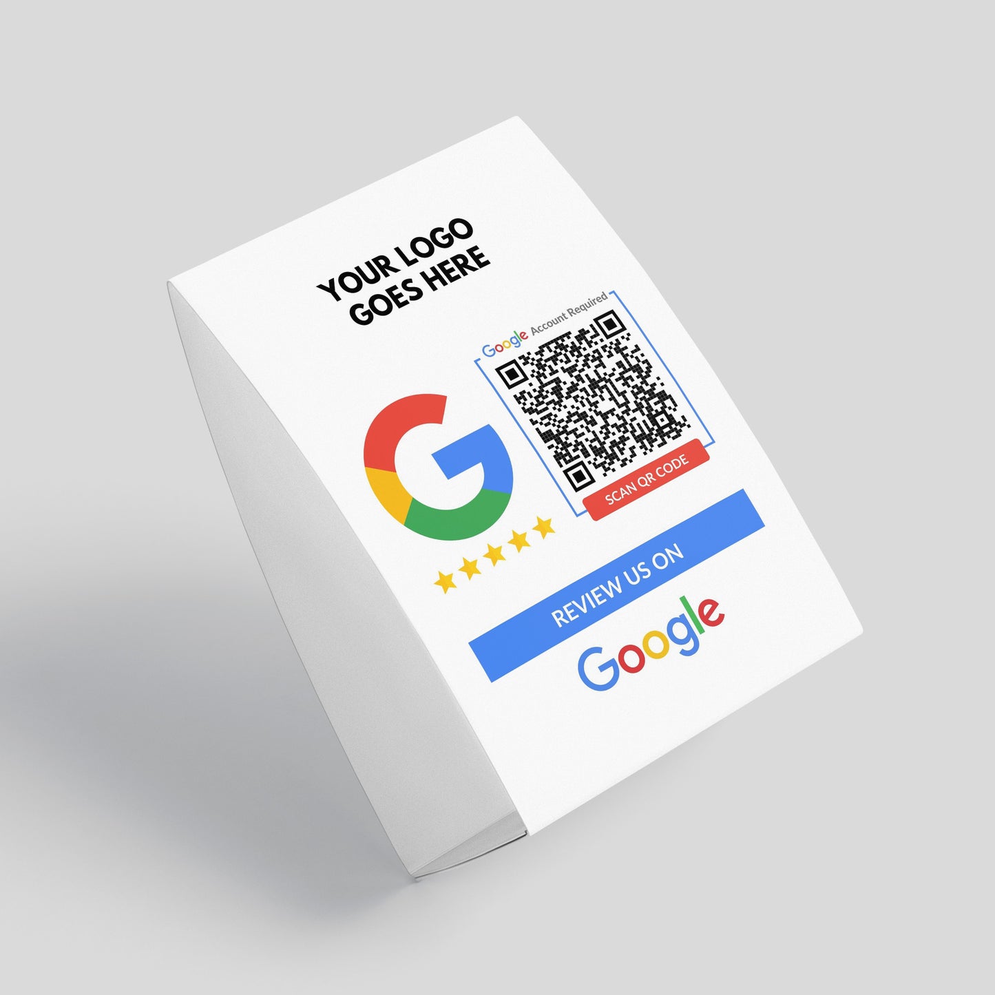 Table Tents QR Code Google Review Table Card - White Double Sided