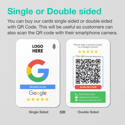 NFC Google Review Card - Single or Double Sided