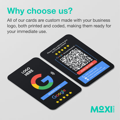 NFC Google Review Card - Single or Double Sided - Black