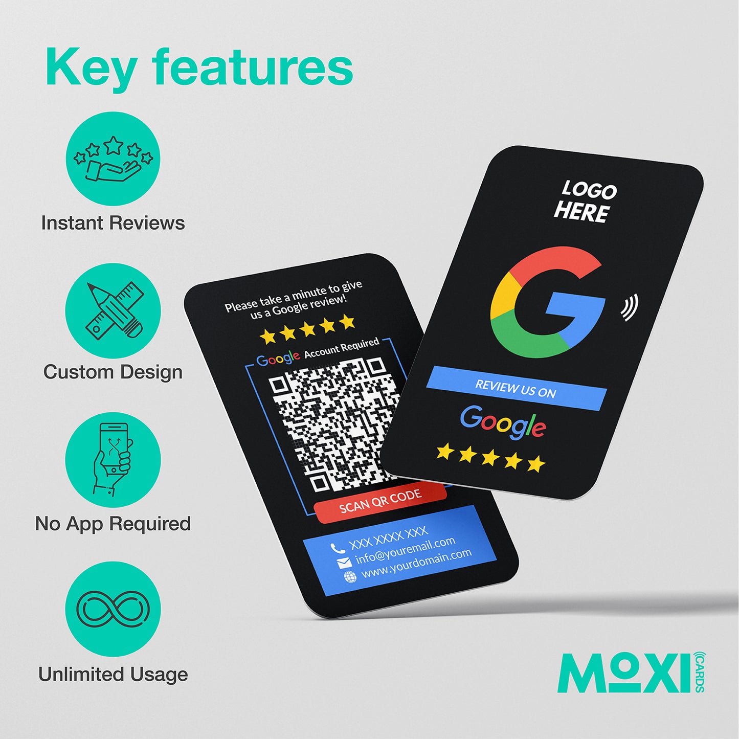 NFC Google Review Card - Single or Double Sided - Black