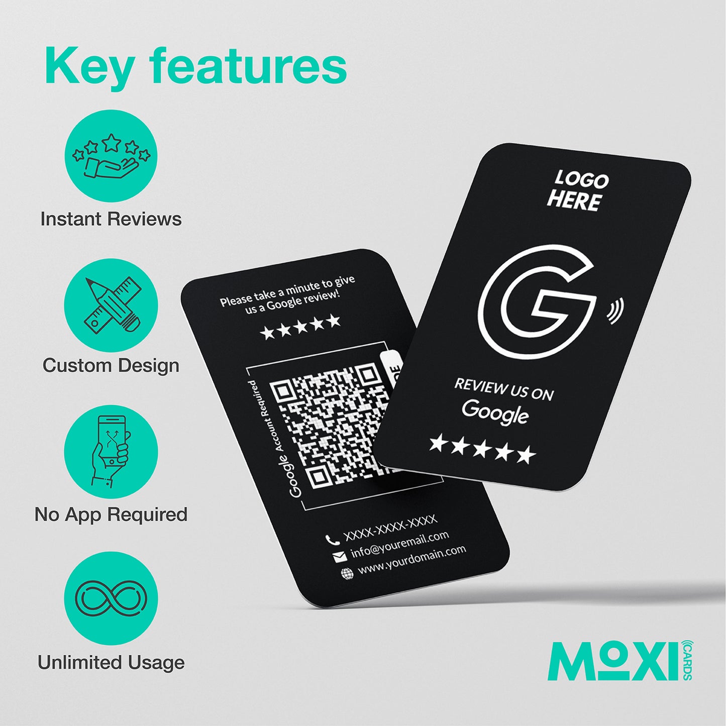 NFC Google Review Card - Single or Double Sided - Black