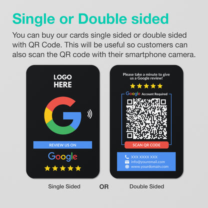 NFC Google Review Card - Single or Double Sided - Black