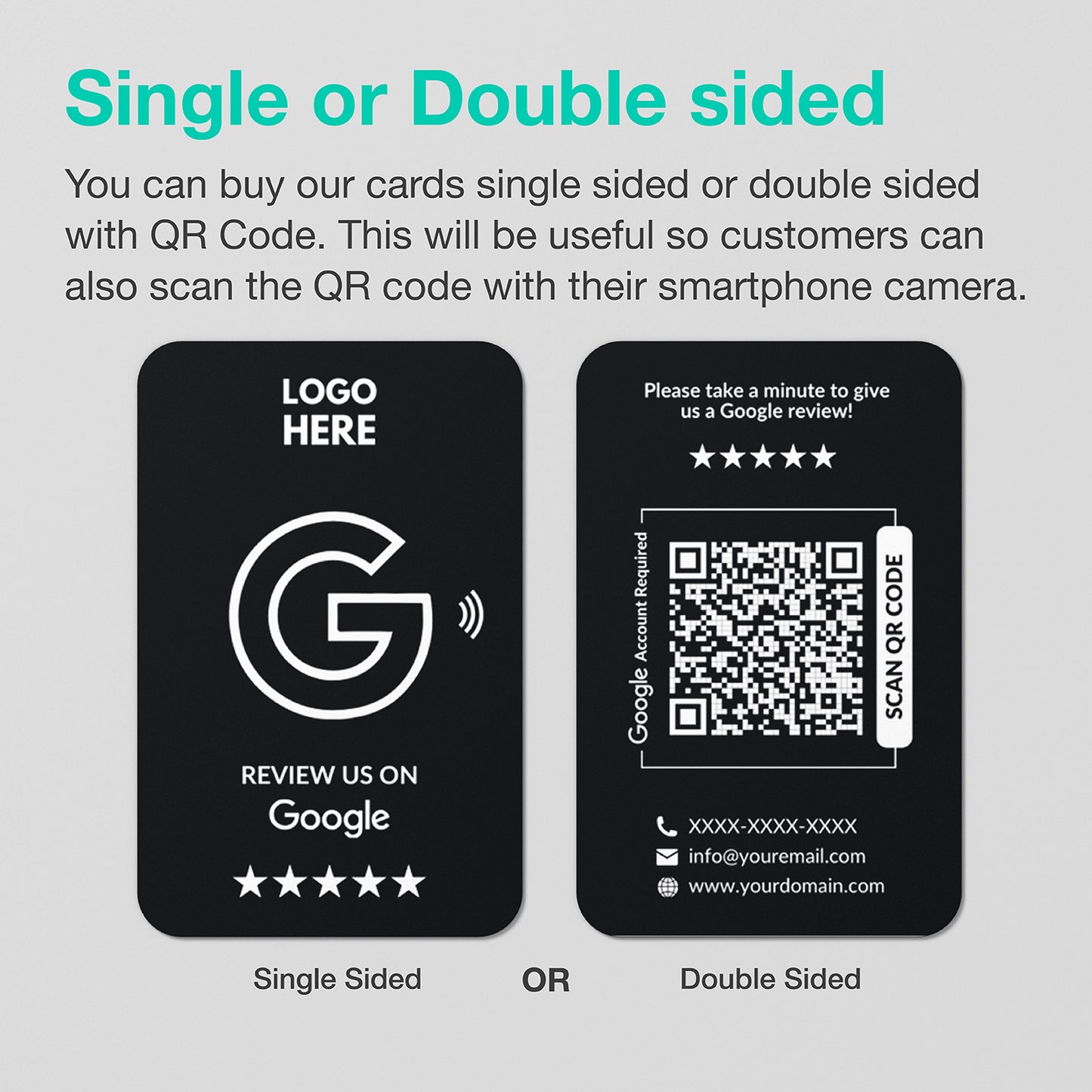 NFC Google Review Card - Single or Double Sided - Black