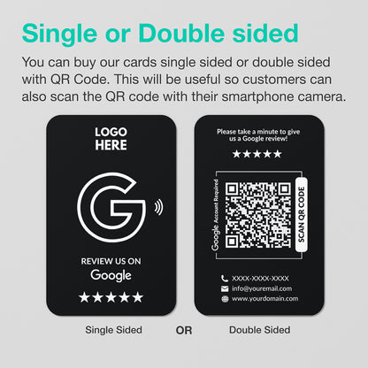 NFC Google Review Card - Single or Double Sided - Black