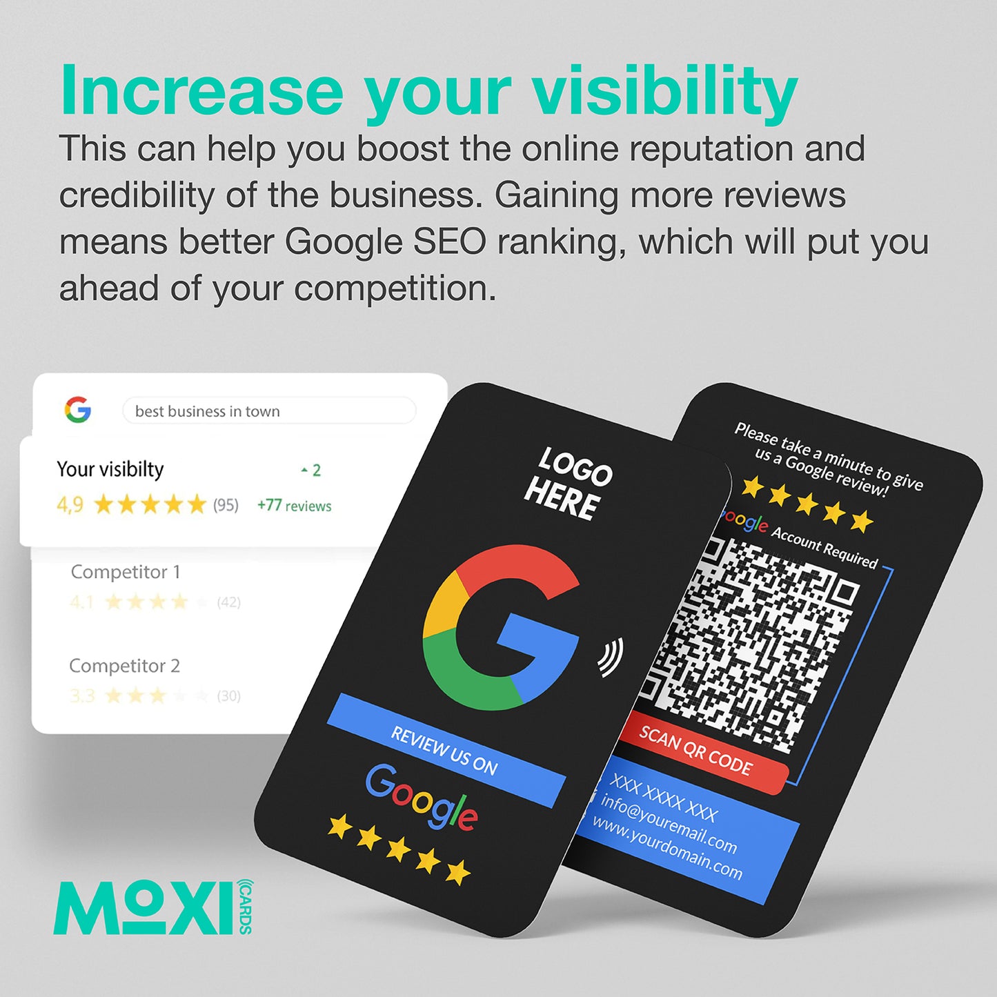 NFC Google Review Card - Single or Double Sided - Black