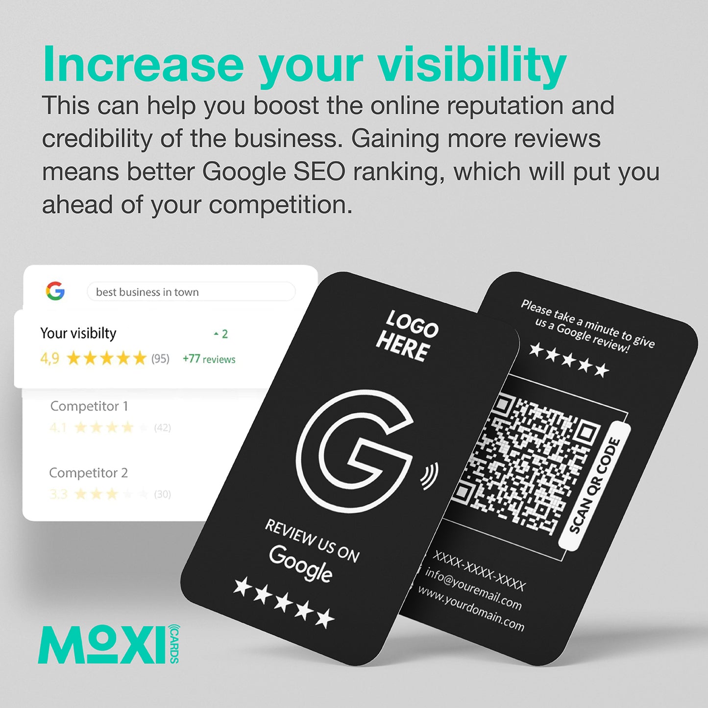 NFC Google Review Card - Single or Double Sided - Black