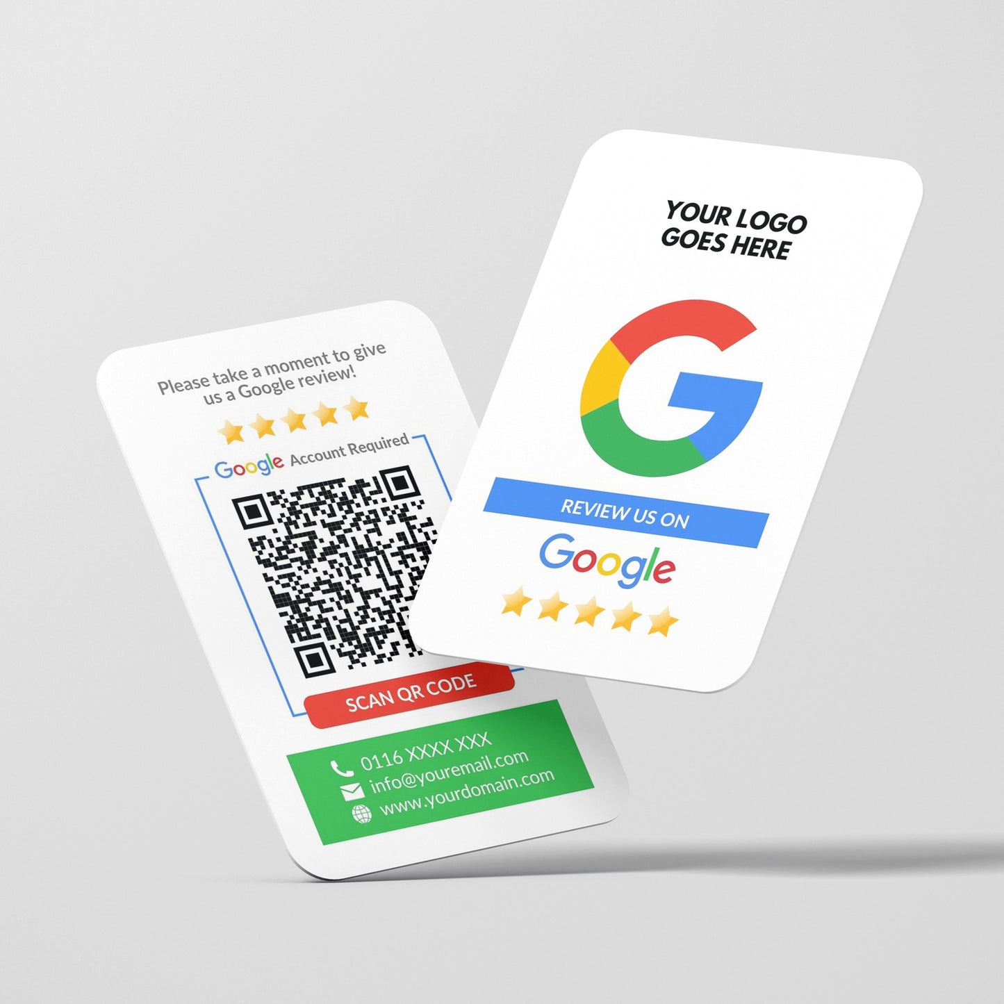 QR Code Google Review Paper Card - White Double Sided