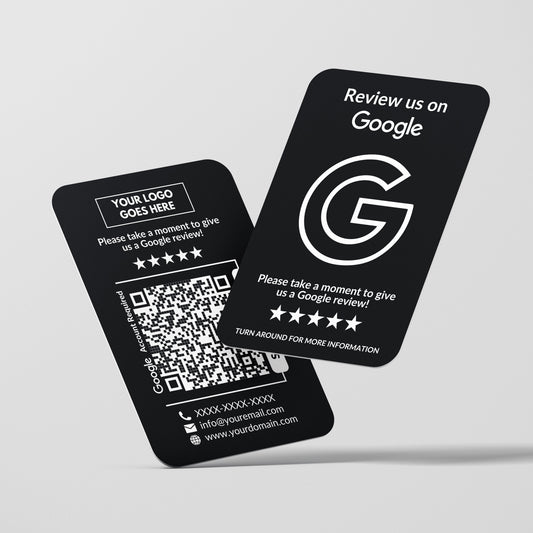 QR Code Google Review Paper Card - Black Double Sided