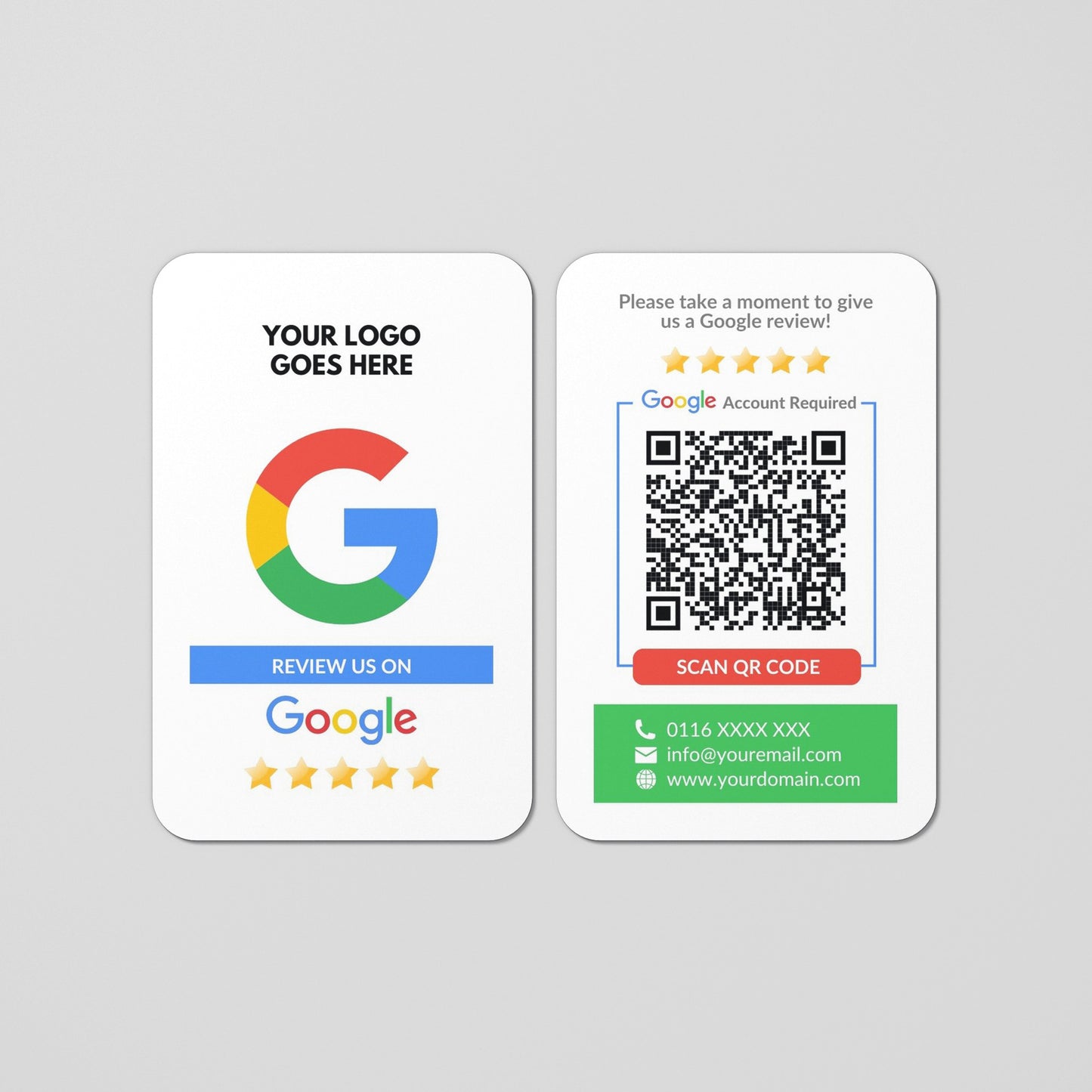 QR Code Google Review Paper Card - White Double Sided