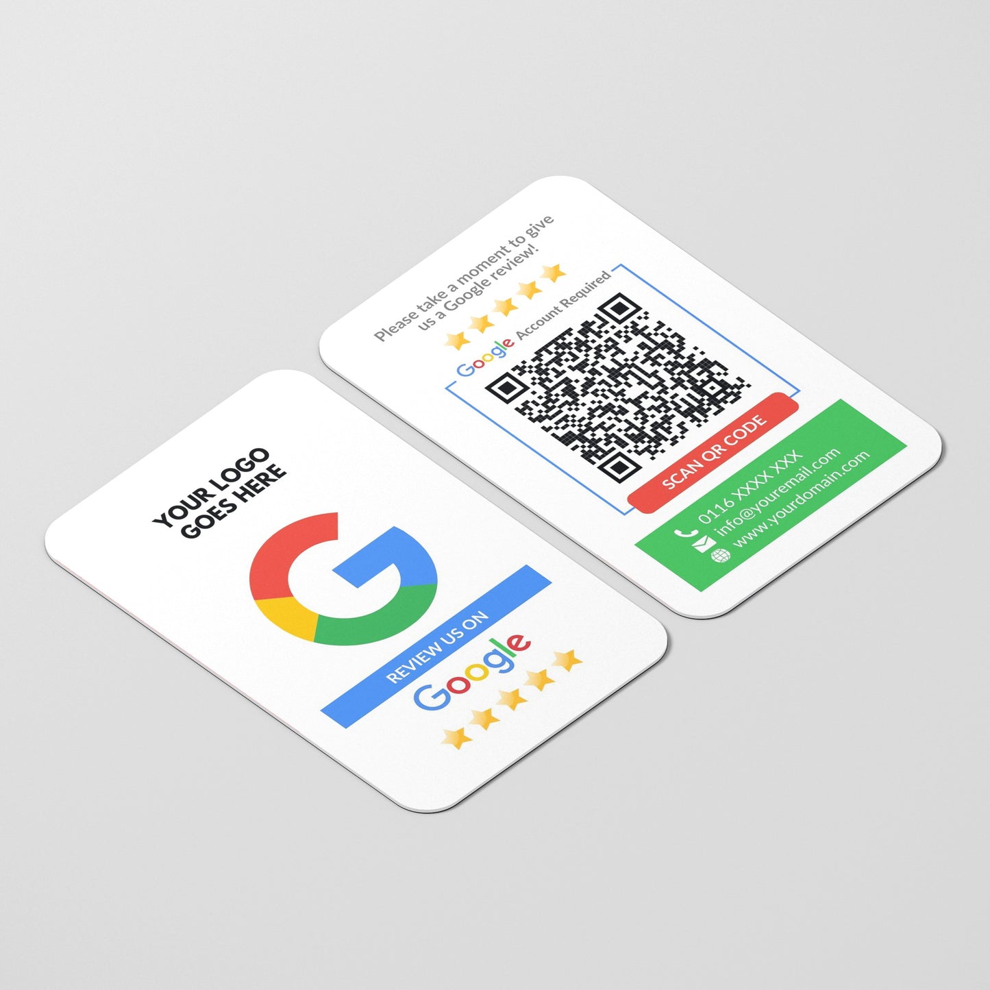 QR Code Google Review Paper Card - White Double Sided