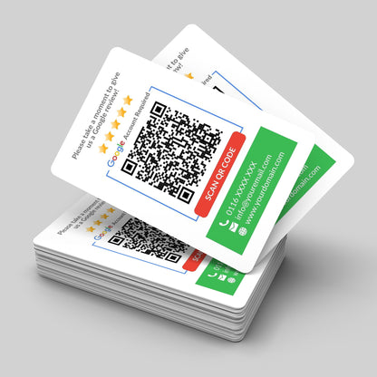 QR Code Google Review Paper Card - White Double Sided